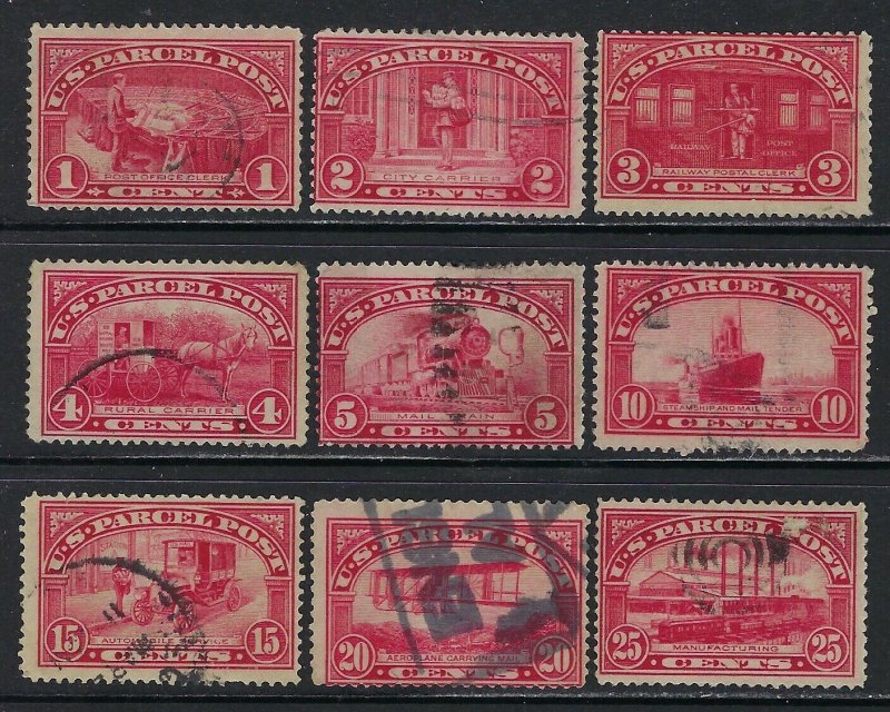 United States Scott Q1-Q9 Short Set Parcel Post Used