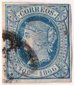 Cuba SC 24 - 10 c Blue - Used LH - 1866