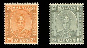 Malayan States - Pahang,  Cat£8, 1936 unissued 2c brown orange and 6c gray, ...