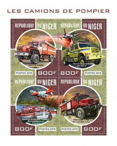 HERRICKSTAMP NEW ISSUES NIGER Fire Engines Sheetlet
