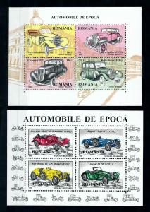 [100866] Romania 1996 Classic Cars Mercedes Bugatti Rolls Royce 2 Sheets MNH