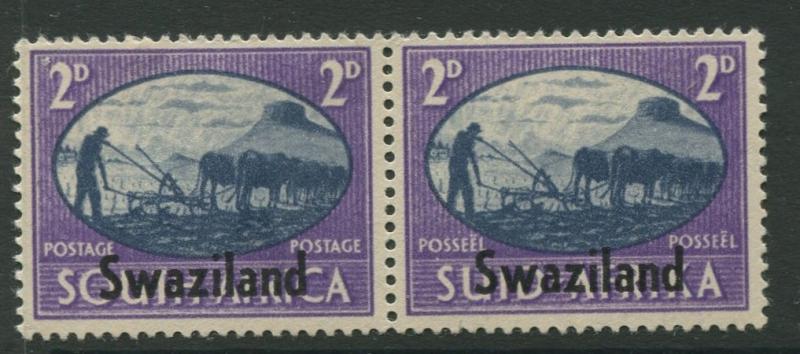 Swaziland -Scott 39 - Victory Overprint - 1945 - MLH - Pair of 2p Stamp