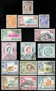 Cyprus Stamps # 168-82 Used VF Scott Value $85.00