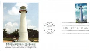 FDC 2009 SC #4409-4413 Fleetwood, Biloxi Lighthouse- Biloxi, Ms - Single - J1971