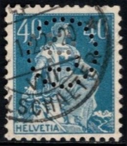 1921 Switzerland Scott #- 137 40 Centimes Helvetia B In Circle Perfin