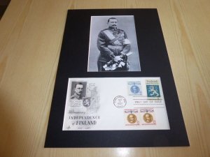 Mannerheim Finland indepence USA FDC Cover and mounted photograph mount size A4