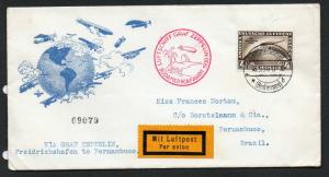 1930 German Graf Zeppelin Cover to Brazil Scott #C39 Airmail RARE