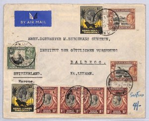 TANGANYIKA KUT Air Mail Cover KGV SPECTACULAR FRANKING Dar 1937 Switzerland ZN92
