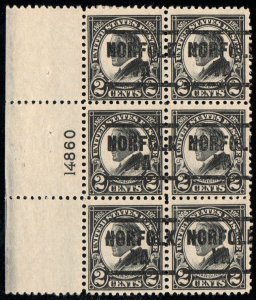 US #610 EST. $25-$30 VF, Plate Block, Rare used, rich color!