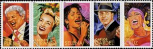 2011 44c Latin Music Legends, Strip of 5 Scott 4497-4501 Mint F/VF NH
