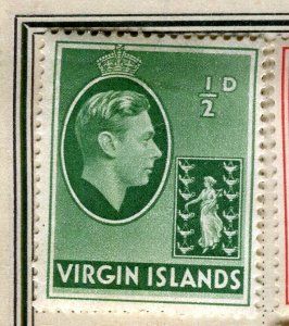 VIRGIN ISLANDS; 1938 early GVI Pictorial fine Mint hinged 1/2d. value