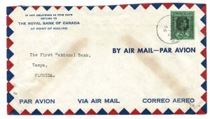 Leeward Is 1946 Neat airmail cover St Kitts to Florida franked 1s, St Kitts cd