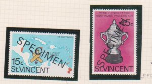 St. Vincent Scott # 470-471 Specimen Overprints 1976 WORLD CRICKET CUP set MNH