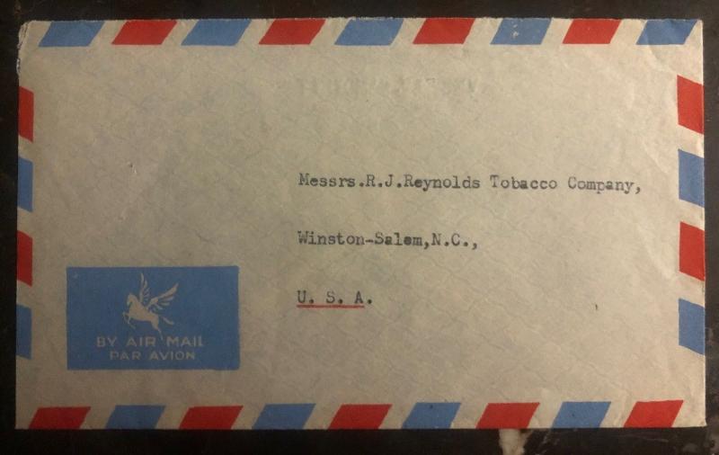 1952 Goa Portuguese India Airmail Cover To Reynolds Tobacco Salem NC USA