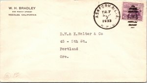 1933 ASHFORK & L.A. R.P.O. RAILROAD POST OFFICE CANCEL ( Postal History ), 1933