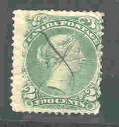 CANADA 24 PRECANCELED, DAMAGED, QUEEN VICTORIA 1863