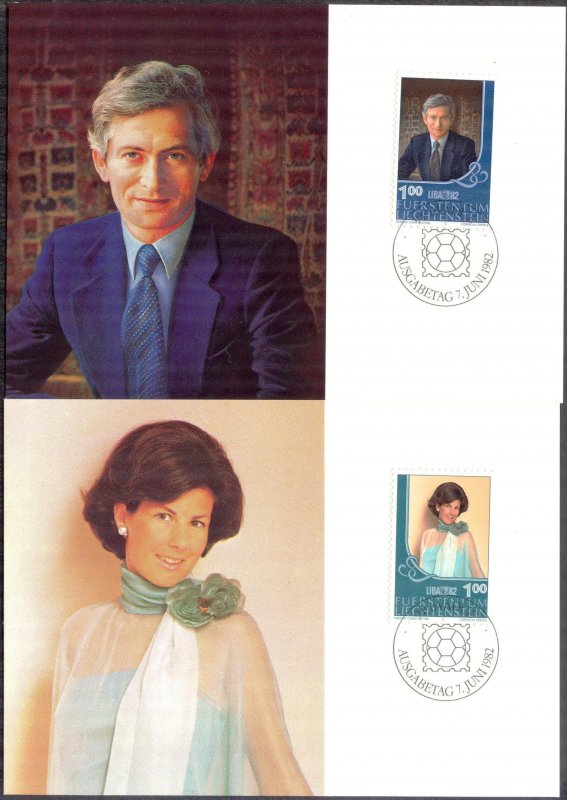 Liechtenstein 1982 Royal Family 2 Maxi Cards FDC