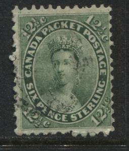 Canada 1859 12 1/2 cents green very lightly used