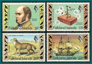 Falkland Islands 1982 Darwin's Voyage, MNH  #344-347,SG422-SG425