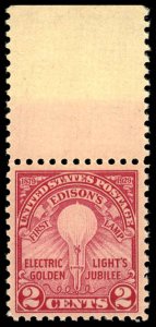 US Sc 654 MNH - 1929 2¢ - Edison's First Lamp - Flate Press, Perf 11