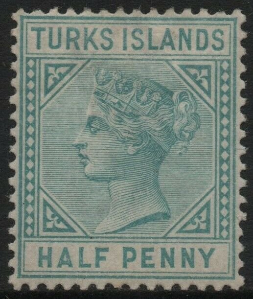 TURKS ISLANDS-1882 ½d Blue-Green Sg 53 MOUNTED MINT V40159