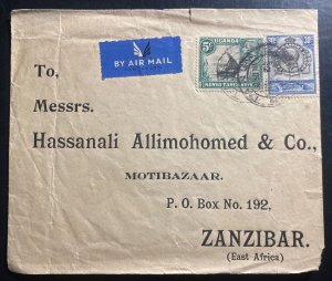 1936 Tanga Tanganyika British KUT Airmail Commercial Cover to Zanzibar