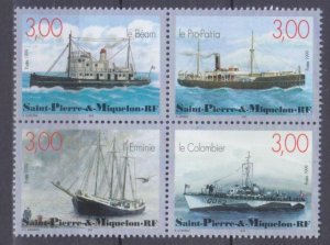 1999 St Pierre and Miquelon 781-784VB Ships 7,20 €