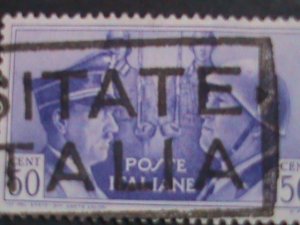 ​ITALY 1941 SC#416  81 YEARS OLD-HITLER & MUSSOLINI USED STAMP-FANCY CANCEL-VF