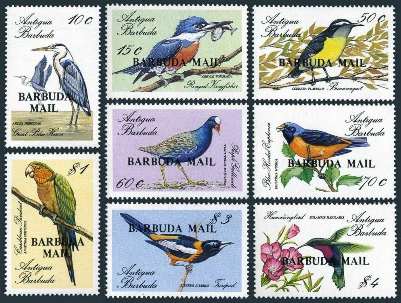 Barbuda 952-961,MNH.Michel 1046-1053,Bl.131. Birds 1988.Pelican,Flamingo,Heron,