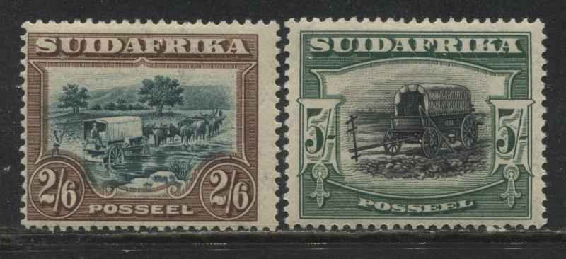 South Africa 1927 2/6d and 5/ singles mint o.g.