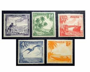 BRITISH NAURU ISLAND 1954 SCOTT 39 - 43. UNUSED.