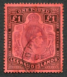 Leeward Is SG114 One Pound Brown purple and black on red Cat 450 pounds