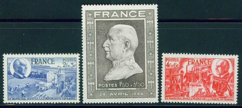 FRANCE Scott B175-B177 MNH** Marshal Petain stamp set 1944