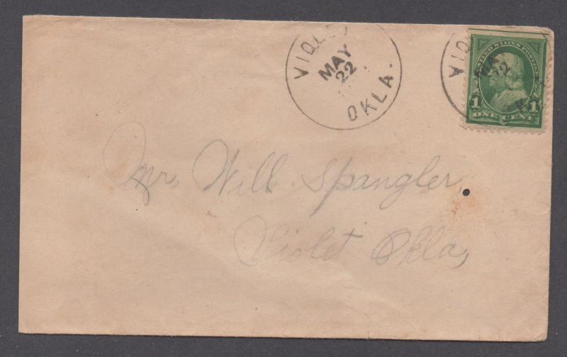 **US 20th Century Cover, SC# 279, Violet, OK, 5/22/1903 CDS, DPO5