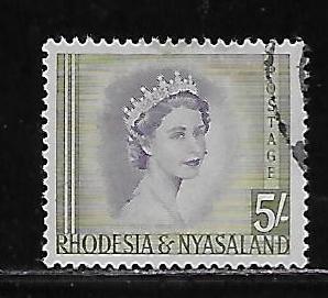 Rhodesia & Nyasaland 153 5sh Queen Elizabeth single Used