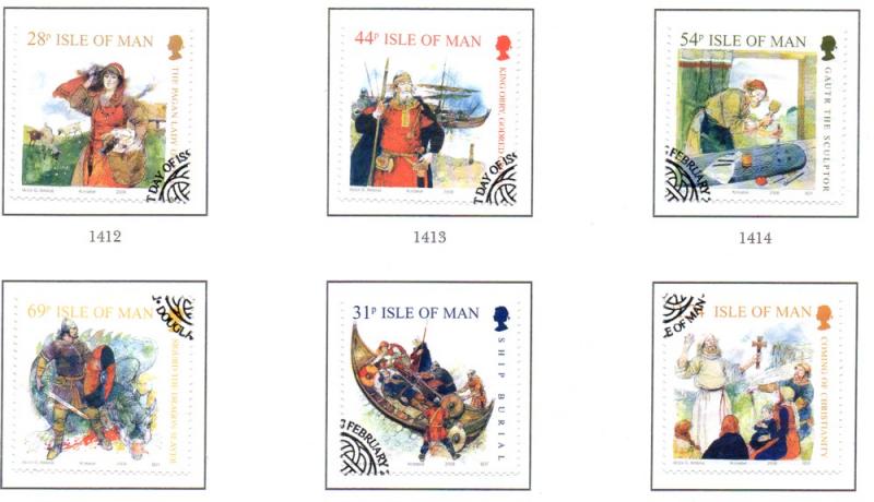 Isle of Man Sc 1246-1 2008 Viking Age stamp set used