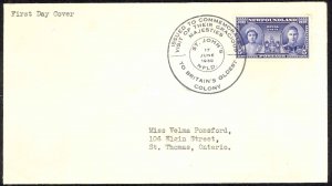 Canada Newfoundland Sc# 249 FDC (g) (>St. Thomas, ON) 1939 6.17 5c Royal Visit