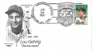 1989 FDC, #2417, 25c Lou Gehrig, Artmaster