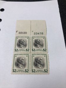 US 833 Harding $2 Plate Block Of 4 Extra Fine Mint Never Hinged Disturbed Gum