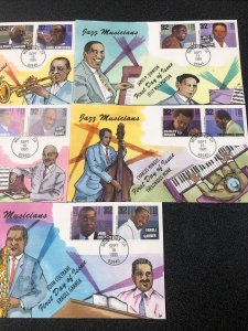 US FDC 2983-92 Jazz Musicians Set Of 10 First Day Of Issue Collins Hand Painted