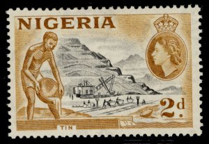 NIGERIA QEII SG72, 2d black & yellow-ochre, LH MINT.