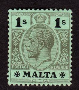 $Malta Sc#59b M/LH/VF, black+emerald, Cv. $47.50