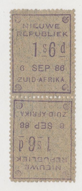 New Republic SG 33a MOG. 1886 1sh/6p violet on gray, tete-beche pair, rare, VF