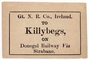 (I.B) Great Northern Railway (Ireland) : Parcel Label (Killybegs)