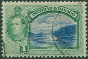 Trinidad and Tobago 1938 SG246 1c blue and green First Boca KGVI FU