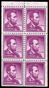 PCBstamps   US #1036b Bk Pane 24c(6x4c)Abraham Lincoln, MNH, (4)