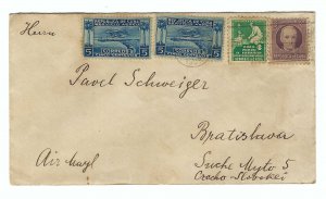 AIR LETTER CUBA CZECHOSLOVAKIA with DONATION AGAINST TUBERCULOSIS STAMP 1938 ??
