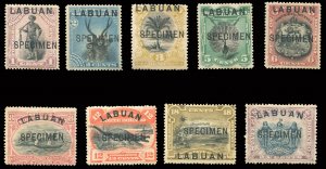 Labuan #49-57S (SG 62-74s) Cat£160+, 1894 1c-24c, complete set, overprinted ...