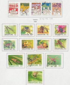 SINGAPORE - Scott 448 & 453-464 -  used -  insects - military - 1984-1985