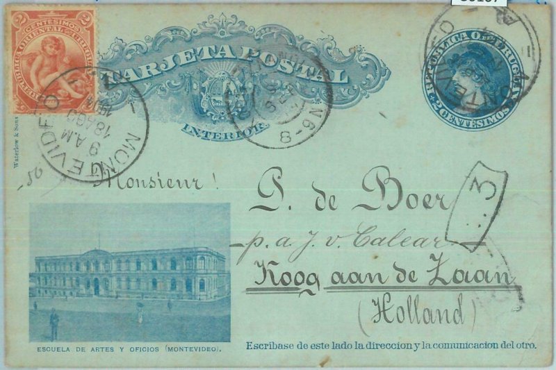 86107 - URUGUAY - POSTAL HISTORY - STATIONERY CARD to HOLLAND w/ added STAMPS